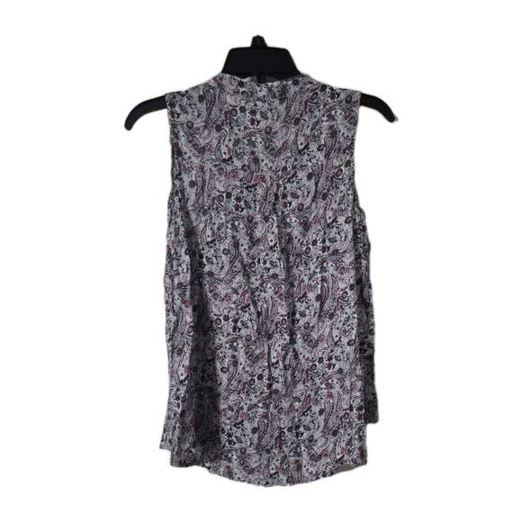 Roper Sleeveless Button-down Western Blouse, Blue & Red Paisley, Embroidered, XS - Picture 4 of 4